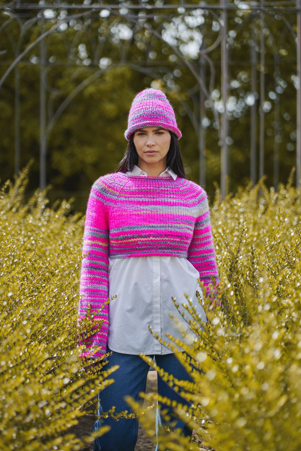 Handgestrickte Mütze aus Young and Trendy in leuchtendem Pink