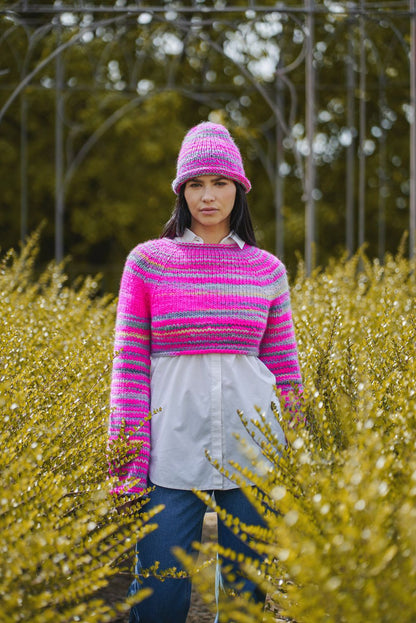 Handgestrickte Mütze aus Young and Trendy in leuchtendem Pink