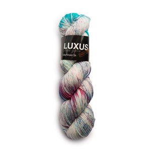 Luxus Sock Yarn Fr. 5106 - Mayflower, Handgefärbt, 75% Reine Schurwolle Superwash, 25% Nylon (Polyamid)