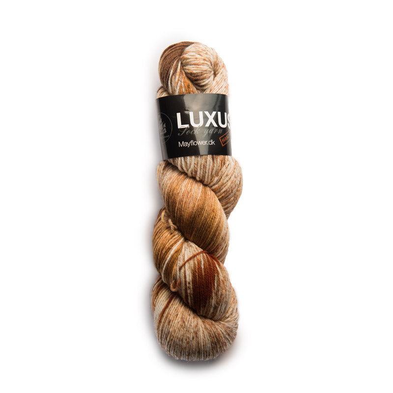Luxus Sock Yarn Fr. 5108 - Mayflower, Handgefärbt, 75% Reine Schurwolle Superwash, 25% Nylon (Polyamid)