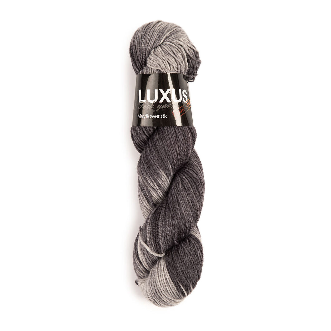 Luxus Sock Yarn Fr. 5115 - Mayflower, Handgefärbt, 75% Reine Schurwolle Superwash, 25% Nylon (Polyamid)