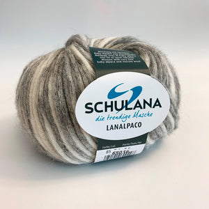 Lanalpaco-Mélange von Schulana -  56% Baumwolle  27% Schurwolle  17% Alpaka  50 g = ca. 110 m