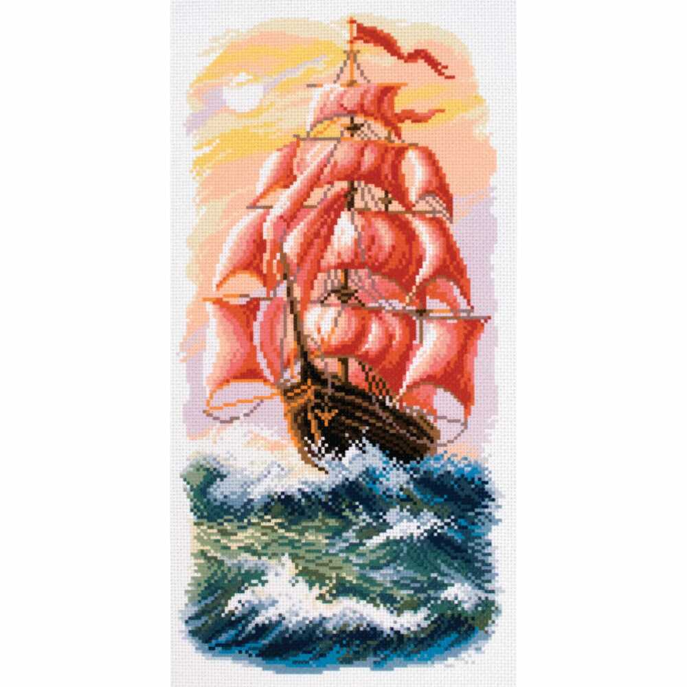 CdA Bedrucktes Aida für Kreuzstickerei "Segel" PA1640, 18 x 36 cm