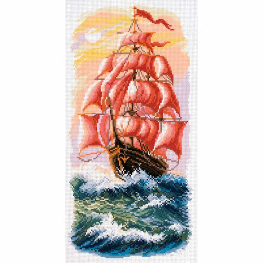 CdA Bedrucktes Aida für Kreuzstickerei "Segel" PA1640, 18 x 36 cm