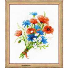 Laden Sie das Bild in den Galerie-Viewer, &quot;Blumenstrauß mit Kornblumen&quot; - Kreuzstich-Set, Zählmuster