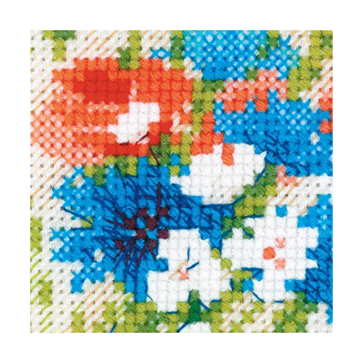 "Blumenstrauß mit Kornblumen" - Kreuzstich-Set, Zählmuster sticken
