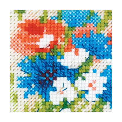 "Blumenstrauß mit Kornblumen" - Kreuzstich-Set, Zählmuster sticken