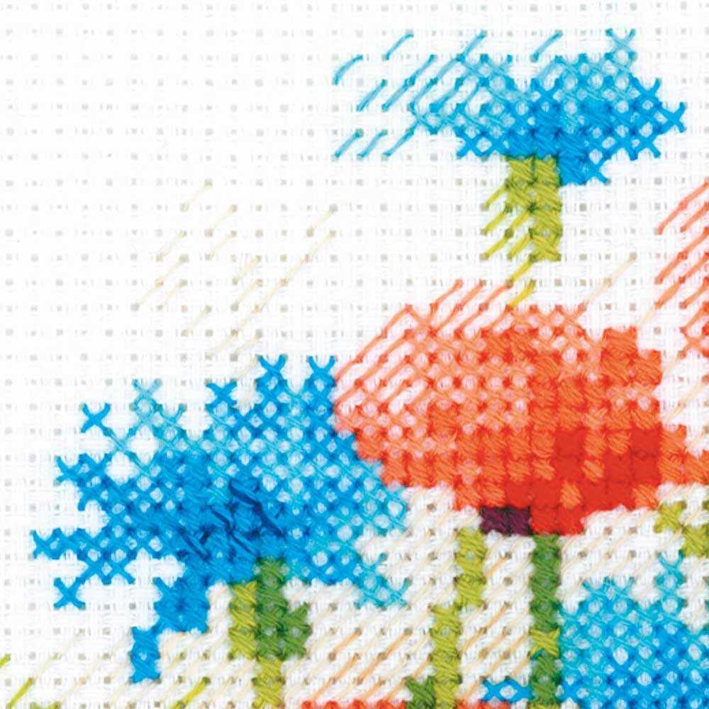 "Blumenstrauß mit Kornblumen" - Kreuzstich-Set, Zählmuster