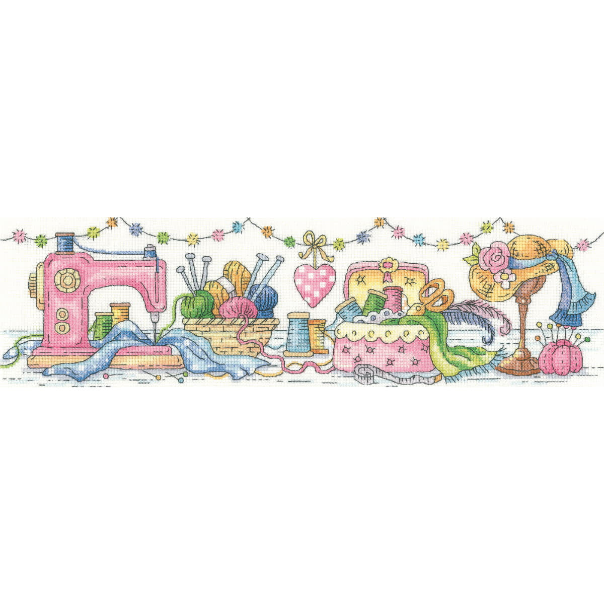 Heritage Kreuzstich Papier-Zählvorlage "Das Nähzimmer", KCSR1398-C, Fertige Größe: 37,5x10
