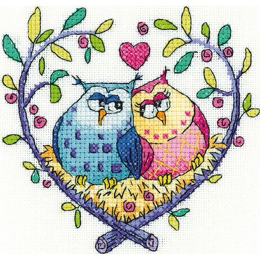 Heritage Kreuzstich Papier-Zählvorlage "Liebe Eulen", BFLO1435-C, Fertige Größe: 10,5x10,5,