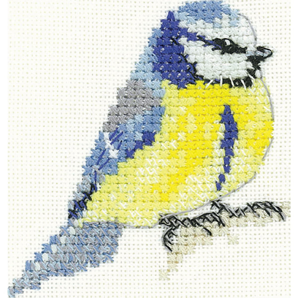 "Blaumeise" - Kreuzstich Set Zählstoff, Zählmuster, 6x6,5cm