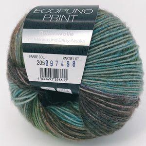 Ecopuno Print- Lana Grossa | 215/50 | 72 % Baumwolle  17 % Schurwolle (Merino)  11 % Alpaka (Baby)