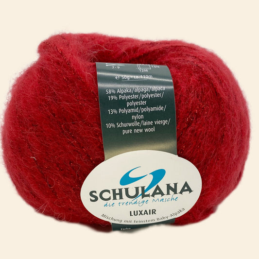Wolle am Michel kaufen	Luxair von Schulana - 58% Alpaka 19% Polyester 13% Polyamid 10% Schurwolle, 50 gr = ca. 110 m