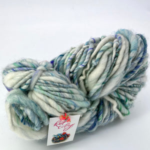 dicke Wolle kaufen	"Swirl" handgesponnenes ArtYarn  blau - Knit Collage l 55 m / 100 gr l 99% Wolle, 1% Polyester