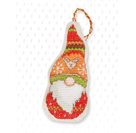 Cross stitch kit pendant "Gnome red"