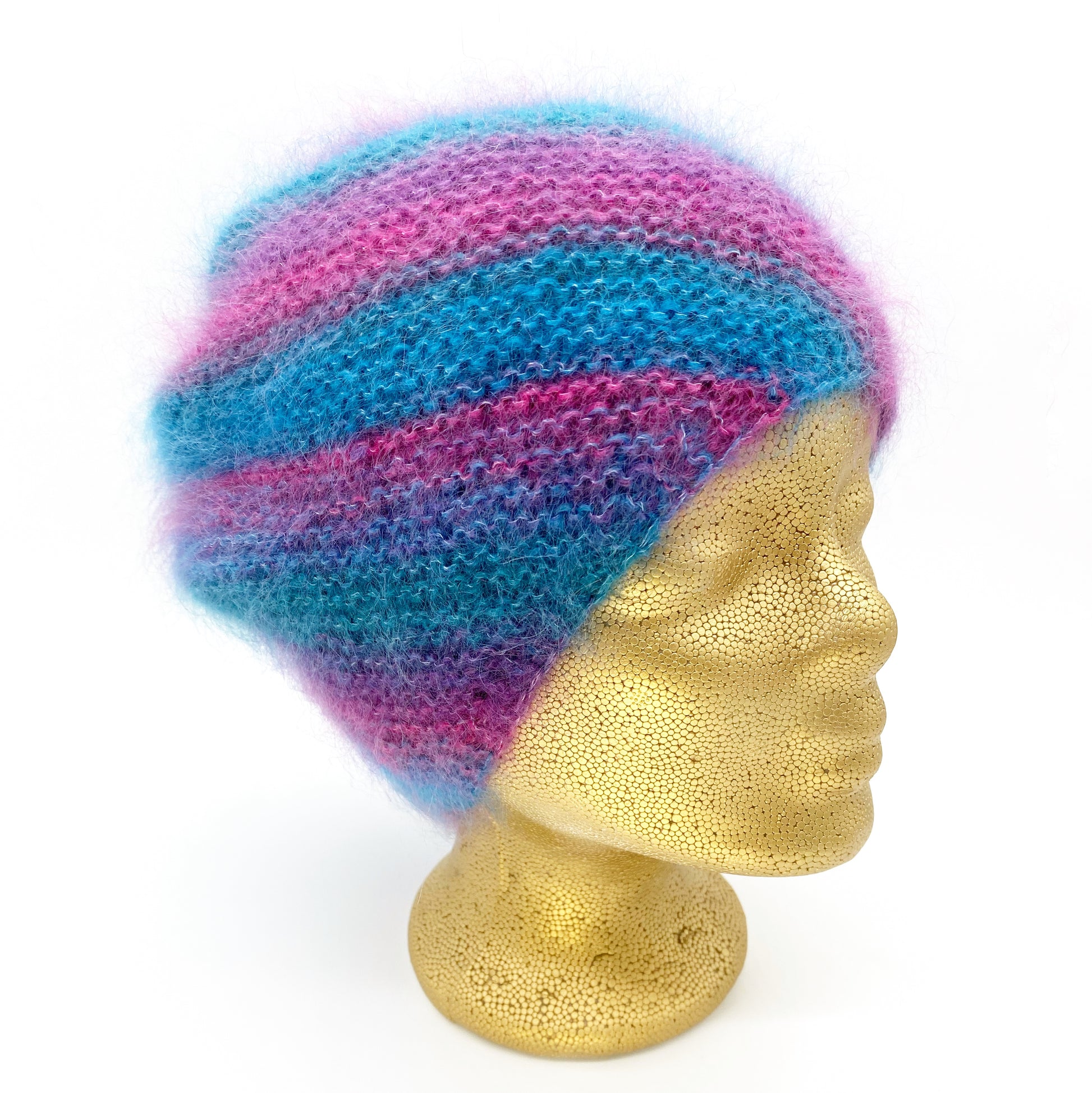 Handgestrickte Mütze - 75 % Mohair, 20 % Polyamid, 5 % Wolle (Merino Extrafine)
