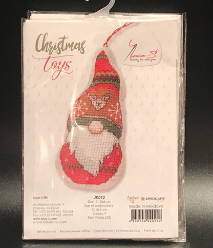 Cross stitch kit pendant "Gnome red"
