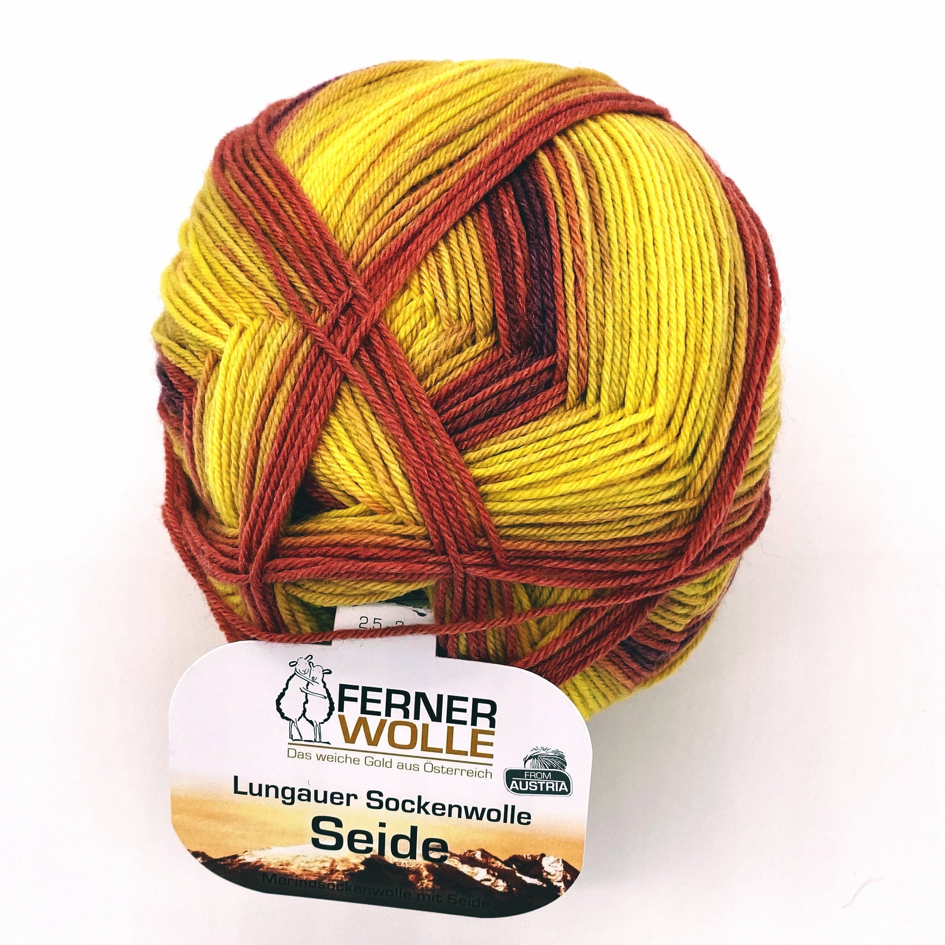 LUNGAUER SOCKENWOLLE 4 FACH MIT SEIDE - Ferner Wolle | 420 m -100 gr | 60% Wolle superwash, 20% Seide, 20% Polyamid