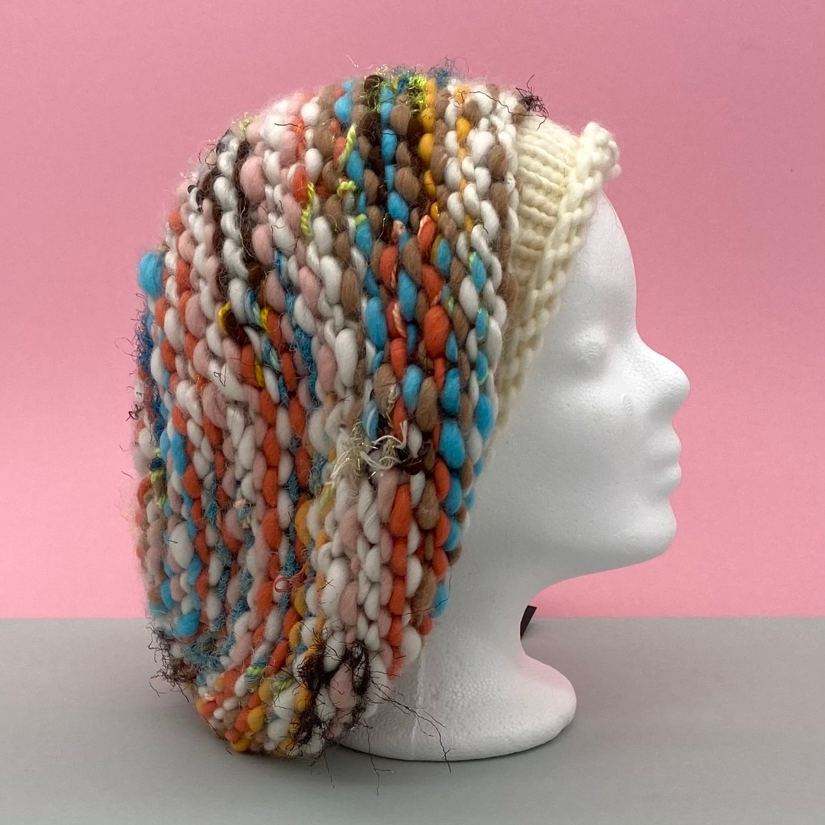dicke Wolle günstig kaufen	"Swirl" handgesponnenes ArtYarn  Weiß- Knit Collage l 32 m / 125 gr l 92% Wolle, 7% Seide, 1% Polyester