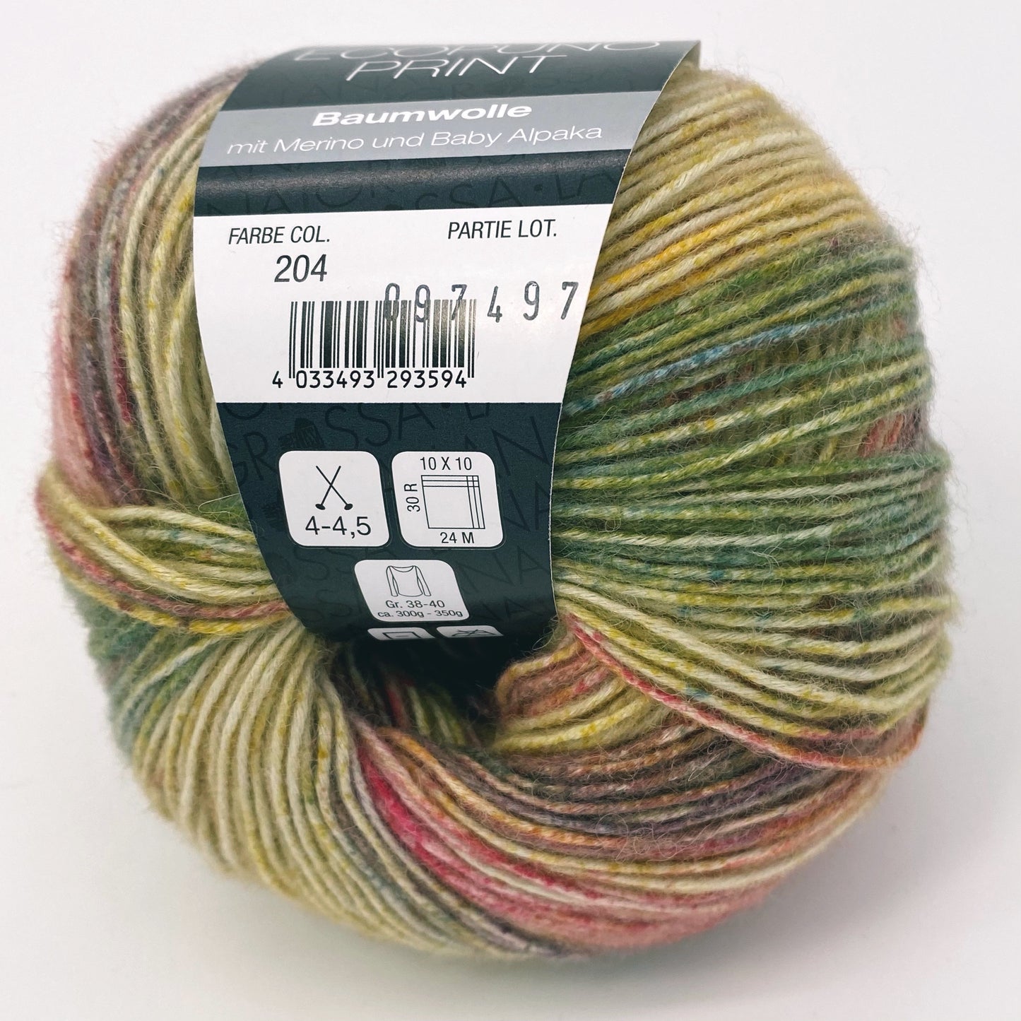 Ecopuno Print- Lana Grossa | 215/50 | 72 % Baumwolle  17 % Schurwolle (Merino)  11 % Alpaka (Baby)