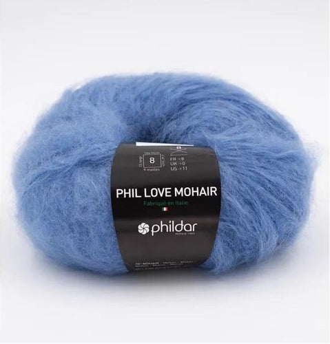 Wolle kaufen Hamburg	PHIL LOVE MOHAIR von Phildar Zusammensetzung 70% Mohair, 30% Wolle Lauflänge 65 m/ 50 gr Nadel-Nr. 8