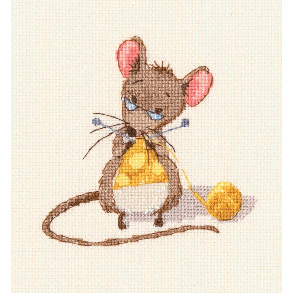 RTO Kreuzstich Set "Käse stricken" M800, Zählmuster, 10x10 cm