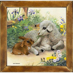 güstig kaufen	"Lamm und Kaninchen" - Riolis Kreuzstich-Set, Zählmuster