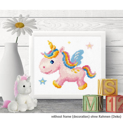 "Rainbow Unicorn" - Magic Needle cross stitch kit, counted pattern, 15x14cm