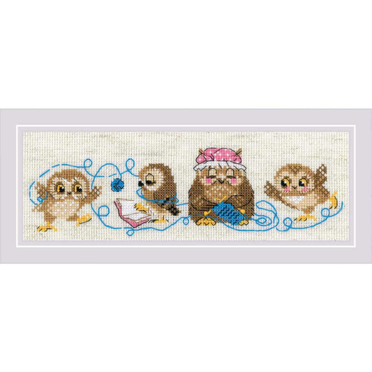 "Die Eulen Familie" - Kreuzstich-Set, Zählmuster