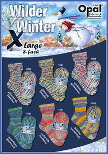 günstig shoppen	XLarge Wilder Winter Sockenwolle 8-fach - Opal l 75% Schurwolle (superwash) / 25% Polyamid l 150gr - ca. 320m
